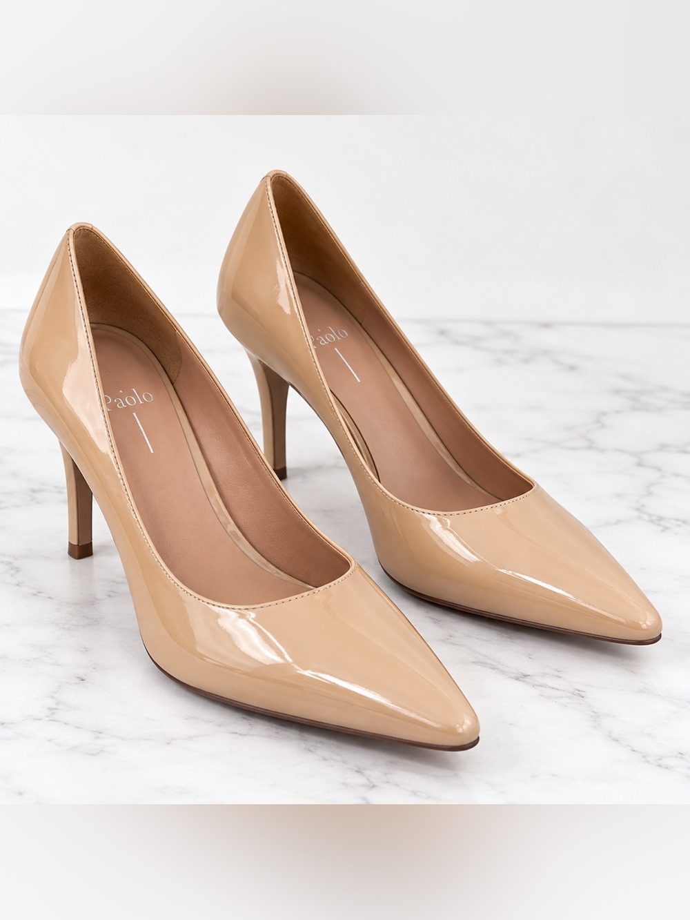 Linea Paolo Polina Nude Patent Pointed Toe Pumps Heels Size 9.5